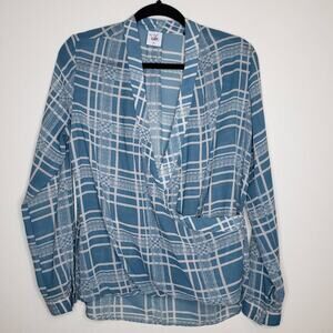 Cabi| Windowpane faux wrap top, Style 3068